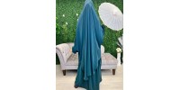 Jilbab jupe vert canard soie de medine